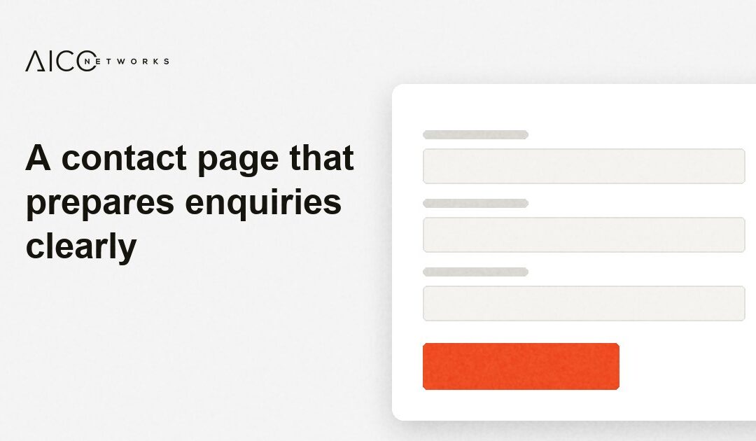 A contact page that prepares enquiries clearly