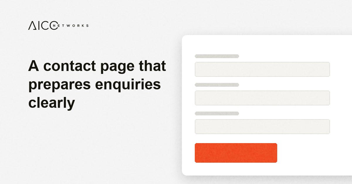 A contact page that prepares enquiries clearly